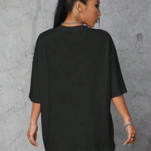 Alternative view of Baskılı Oversize T-shirt - Siyah