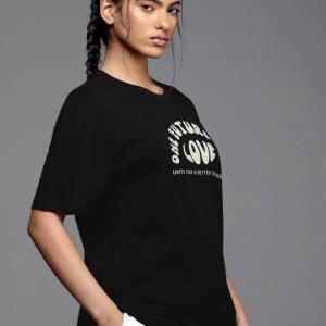 Alternative view of Baskılı Oversize T-shirt - Siyah