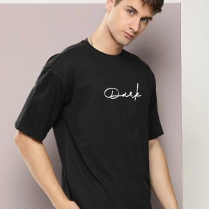 Alternative view of Erkek Baskılı Oversize T-shirt - Siyah