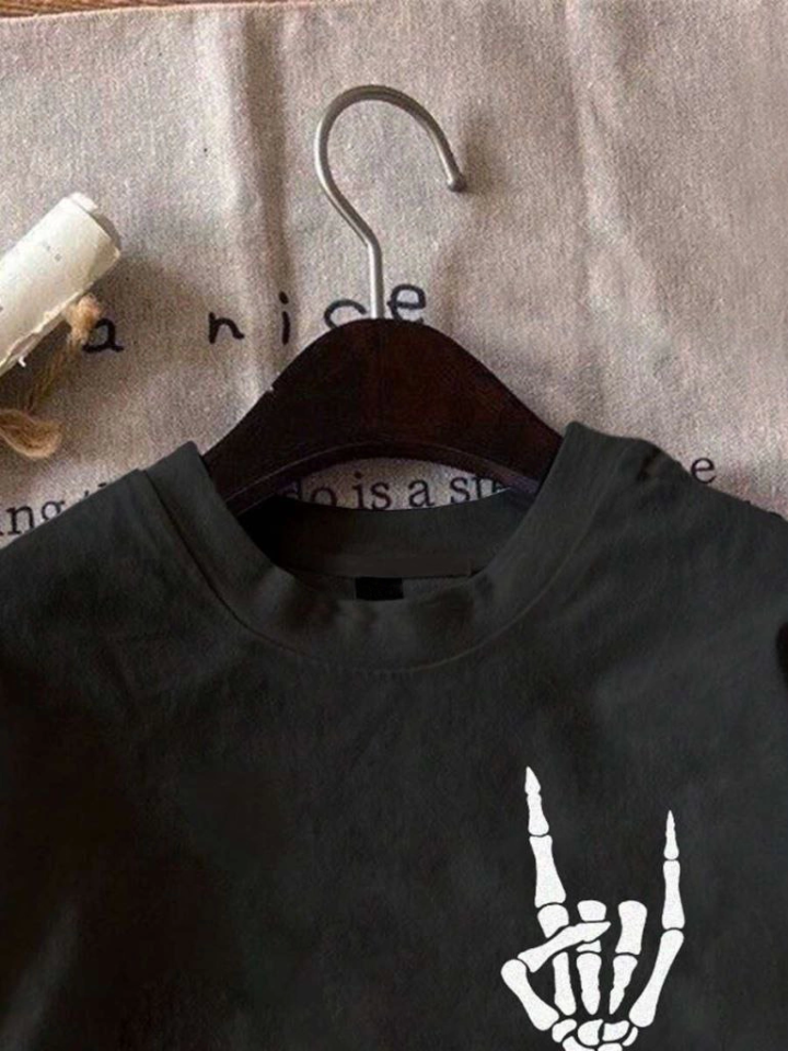 Erkek Baskılı Oversize T-shirt - Siyah - Görsel 2