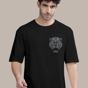 Alternative view of Erkek Baskılı Oversize T-shirt - Siyah