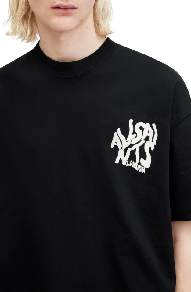 Erkek Baskılı Oversize T-shirt - Siyah - Görsel 4