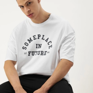 Alternative view of Erkek Baskılı Oversize T-shirt - Beyaz
