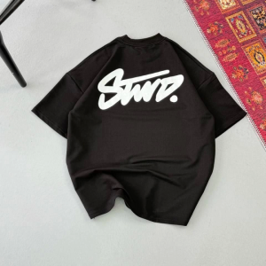 Alternative view of Erkek Baskılı Oversize T-shirt - Siyah