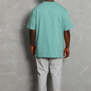 Alternative view of Unisex Oversize Düz Bisiklet Yaka T-Shirt - Mint Yeşili