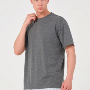 Erkek 24/1 Düz A Kalite Oversize T-shirt - Antrasit