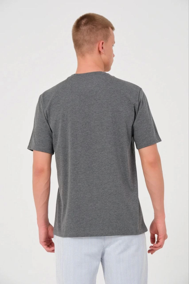 Erkek 24/1 Düz A Kalite Oversize T-shirt - Antrasit - Görsel 2