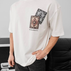 Alternative view of Erkek Baskılı Oversize T-shirt - Beyaz