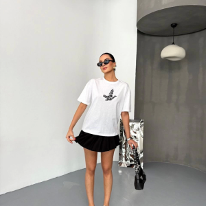Alternative view of Kısa Kol Baskılı T-shirt - Beyaz