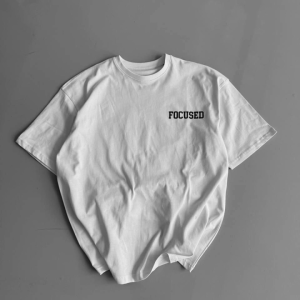 Alternative view of Baskılı Oversize Bisiklet Yaka T-shirt - Beyaz