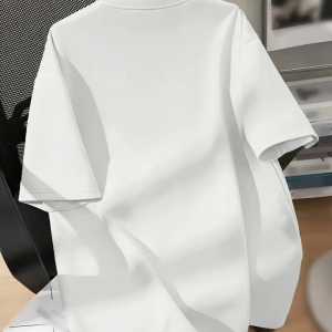 Alternative view of Baskılı Oversize Bisiklet Yaka T-shirt - Beyaz