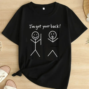 Baskılı Oversize Bisiklet Yaka T-shirt - Siyah
