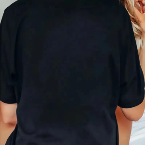 Alternative view of Baskılı Oversize Bisiklet Yaka T-shirt - Siyah