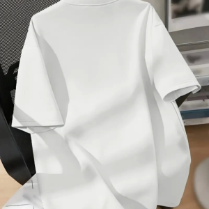 Alternative view of Baskılı Oversize Bisiklet Yaka T-shirt - Beyaz