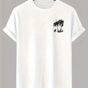 Baskılı Oversize Bisiklet Yaka T-shirt - Beyaz