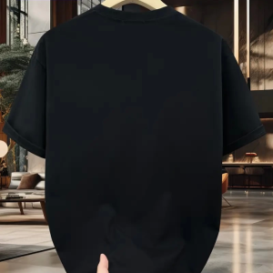 Alternative view of Baskılı Oversize Bisiklet Yaka T-shirt - Siyah