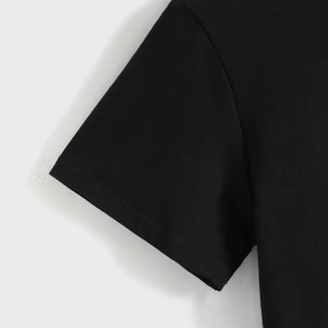 Alternative view of Baskılı Oversize Bisiklet Yaka T-shirt - Siyah