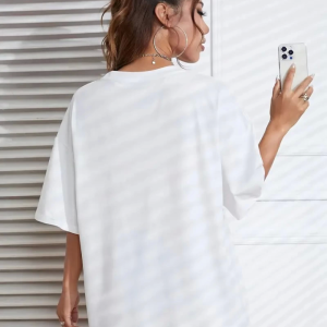 Alternative view of New York Baskılı Oversize Bisiklet Yaka T-shirt - Beyaz