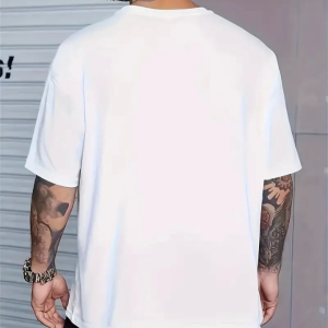 Alternative view of Baskılı Oversize Bisiklet Yaka T-shirt - Beyaz