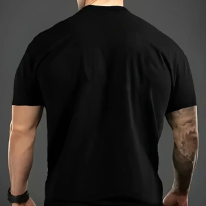 Alternative view of Baskılı Oversize Bisiklet Yaka T-shirt - Siyah