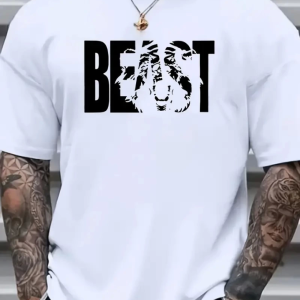 Baskılı Oversize Bisiklet Yaka T-shirt - Beyaz