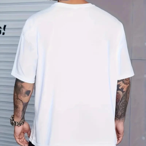 Alternative view of Baskılı Oversize Bisiklet Yaka T-shirt - Beyaz