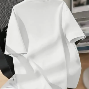Alternative view of Baskılı Oversize Bisiklet Yaka T-shirt - Beyaz