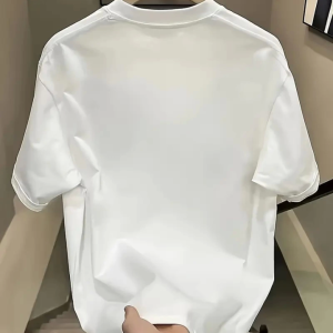 Alternative view of Baskılı Oversize Bisiklet Yaka T-shirt - Beyaz