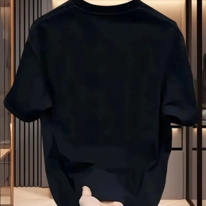 Alternative view of Baskılı Oversize Bisiklet Yaka T-shirt - Siyah