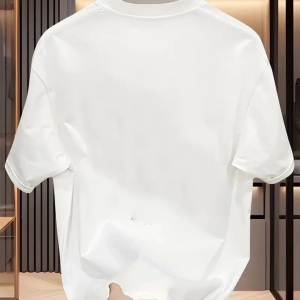 Alternative view of Rahat Bisiklet Yaka Tişört, Yaratıcı Karikatür Baskı - Yumuşak Polyester, Her Mevsim Giyilebilir- Beyaz