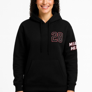 Alternative view of Üç İplik Kapüşonlu Ön Ve Arka Baskılı SweatShirt Hoodie - Siyah