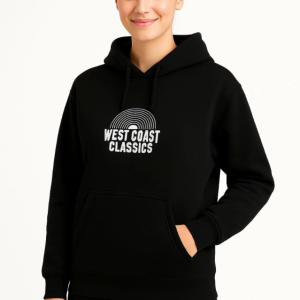 Alternative view of Üç İplik Kapüşonlu Ön Ve Arka Baskılı SweatShirt Hoodie - Siyah