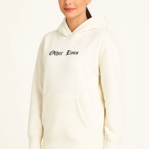 Alternative view of Üç İplik Kapşonlu ön Ve Arka Baskılı SweatShirt Hoodie- Beyaz