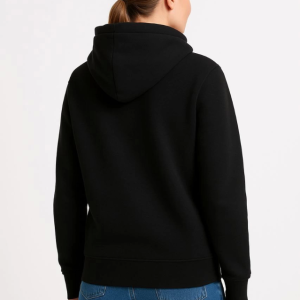 Alternative view of Üç İplik Kapüşonlu Kanguru Çepli SweatShirt Hoodie - Siyah