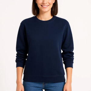 Alternative view of Üç İplik Düz Bisiklet Yaka SweatShirt - Lacivert