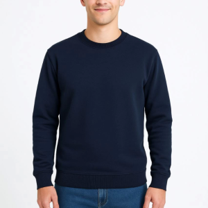 Alternative view of Erkek Üç İplik Düz Bisiklet Yaka SweatShirt - Lacivert