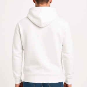 Alternative view of Erkek Üç İplik Kapüşonlu Kanguru Cepli SweatShirt Hoodie - Beyaz