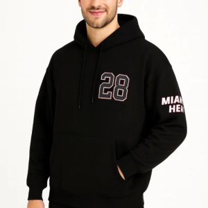 Üç İplik Kapüşonlu Ön Ve Arka Baskılı SweatShirt Hoodie - Siyah