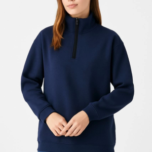 Alternative view of Üç İplik Dık Yaka Yarım Fermuarlı SweatShirt - Lacivert