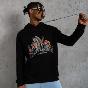 Erkek Oversize Kapüşonlu Sweatshirt – Siyah Renk Üç İplik İçi Pamuklu Kanguru Cepli Baskılı Hoodie Rahat Kalıp Kışlık Günlük Kombinlere Uygun - Siyah