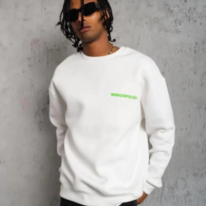 Alternative view of Erkek Oversize Sweatshirt – Beyaz Renk  Ön Ve Sırt Baskılı, Üç İplik İçi Pamuklu Kumaş, Rahat Kalıp, Ribanalı Kışlık Sweat  Winagain Polizei Serisi - Beyaz