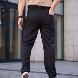 Alternative view of Erkek Keten Cepli Çıma Dikişli Jogger Buggy Pantalon Rahat Kalıp - Siyah