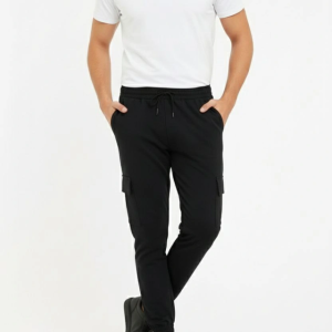 Alternative view of Erkek Siyah Jogger Eşofman Altı Rahat Kalıp, Kargo Cepli, Lastikli Paça, Günlük Spor Pantolon - Siyah