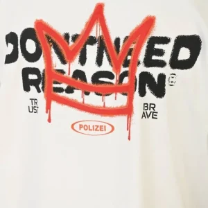 Alternative view of Unisex Bisiklet Yaka Baskılı Oversize T-Shirt - Beyaz