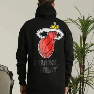 Alternative view of Erkek Oversize Üç İplik Kapüşonlu Sweatshirt –Sırt Ve Ön Baskılı, Kanguru Cepli, Rahat Kalıp Maskot Desenli Model - Siyah