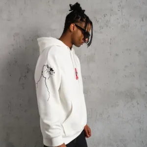 Alternative view of Erkek Maske Baskılı Kapüşonlu Sweat - Beyaz