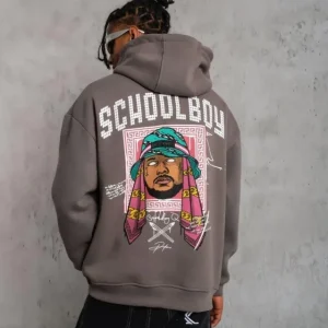 Erkek SCHOOL BOY Baskılı Kapüşonlu Sweat - Gri