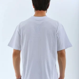 Alternative view of Unisex Oversize Düz Bisiklet Yaka T-Shirt - Beyaz