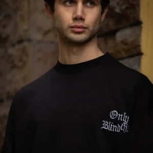 Alternative view of Unisex Bisiklet Yaka Baskılı Oversize T-Shirt - Siyah