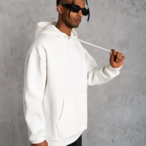 3 İplik Kapşonlu Sweatshirt Hoodie - Beyaz